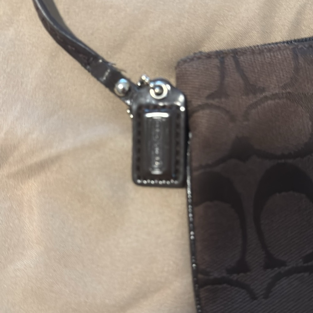 Dark Brown Coach Pattern Wristlet - image 2